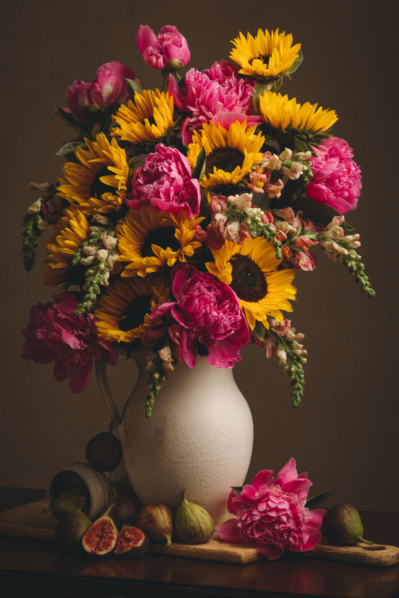 18x24 Poster - Peonies & Sunflowers