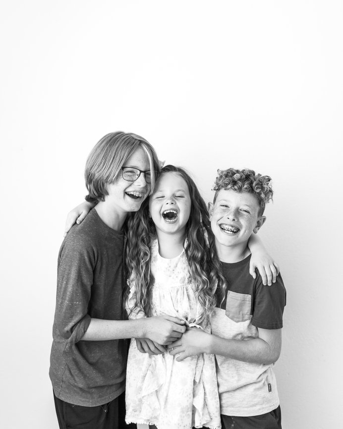 The C Family: Black & White Family Session in Our Austin Studio