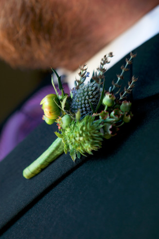 grooms boutonniere with texture