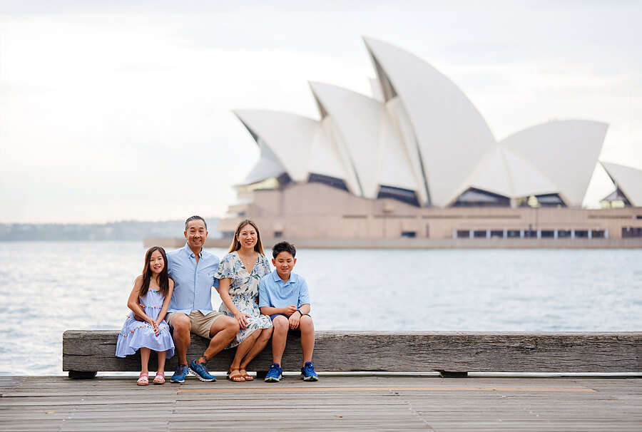 Portrait of a family during a Sydney Opera House Photoshoot with Sarah Iris Photography.