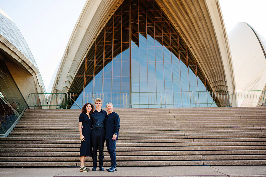 Portrait of a family with Sydney Opera House during a Sydney Family Photography session.