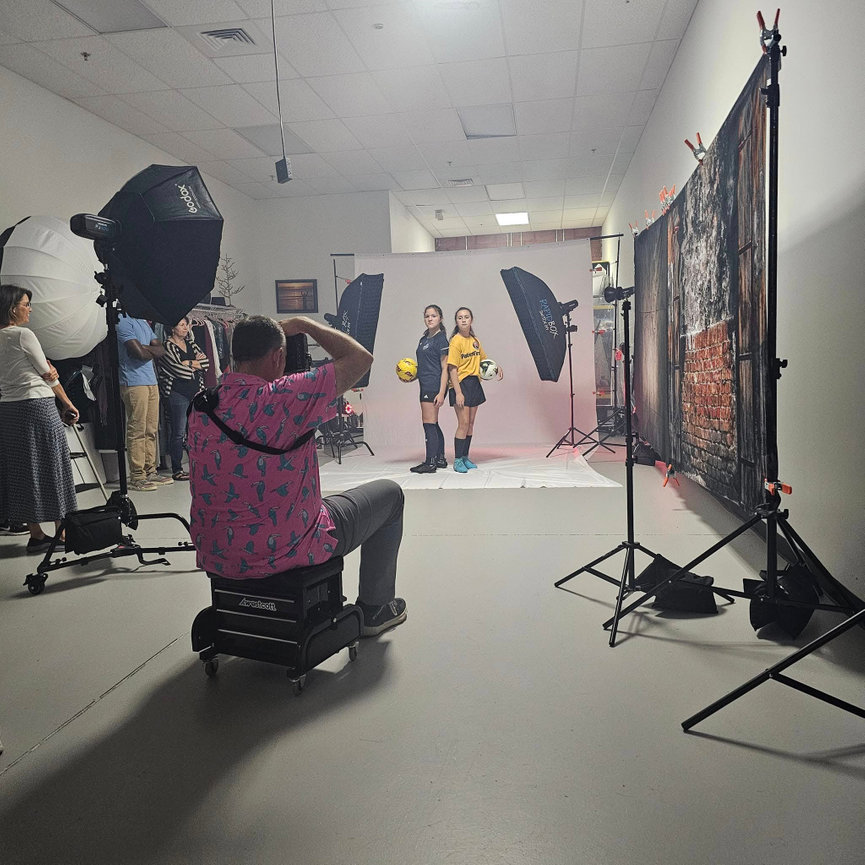 Swartz Portraits studio space, 2025, the workshop where senior portrait reveals and consultations take place