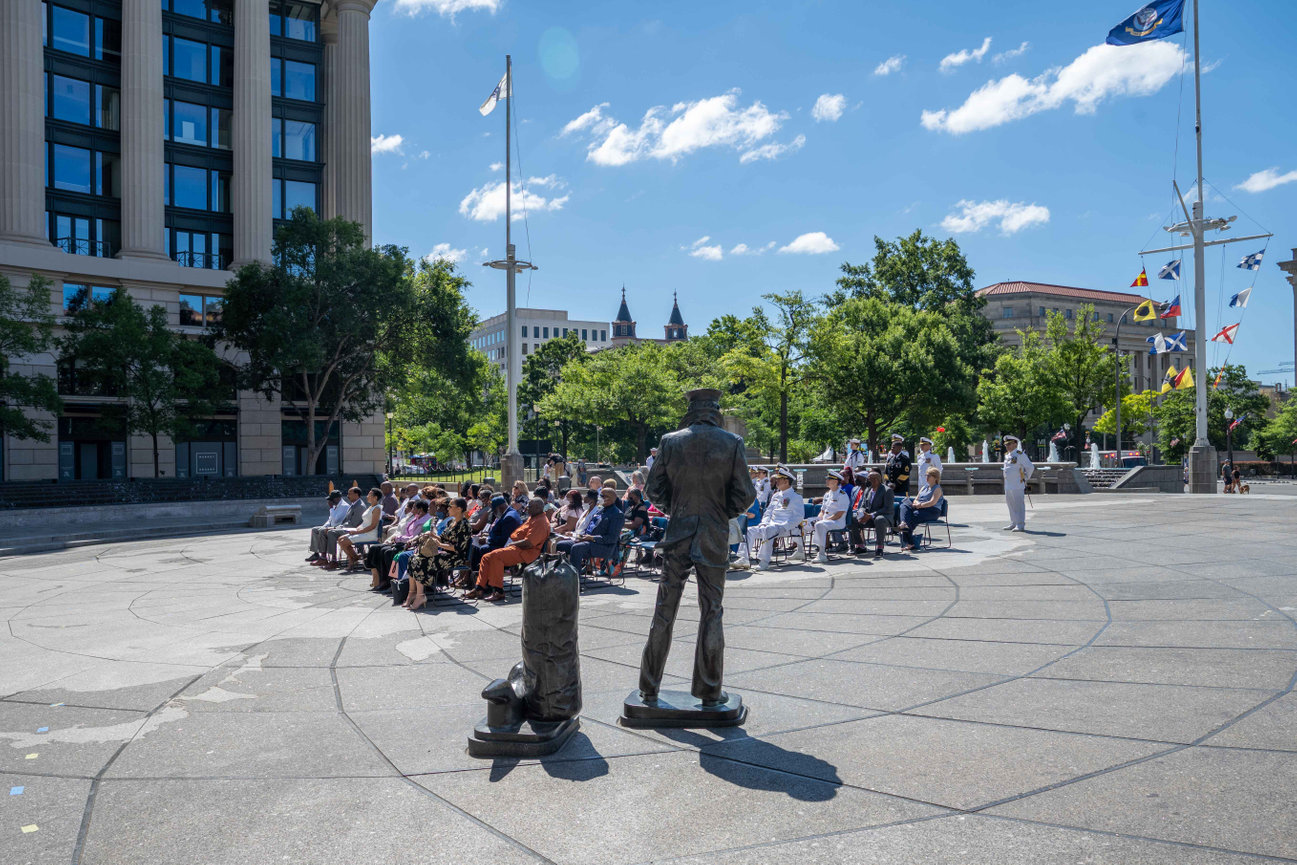 View of a Navy retirement ceremony at the U.S. Navy Museum in Washington DC