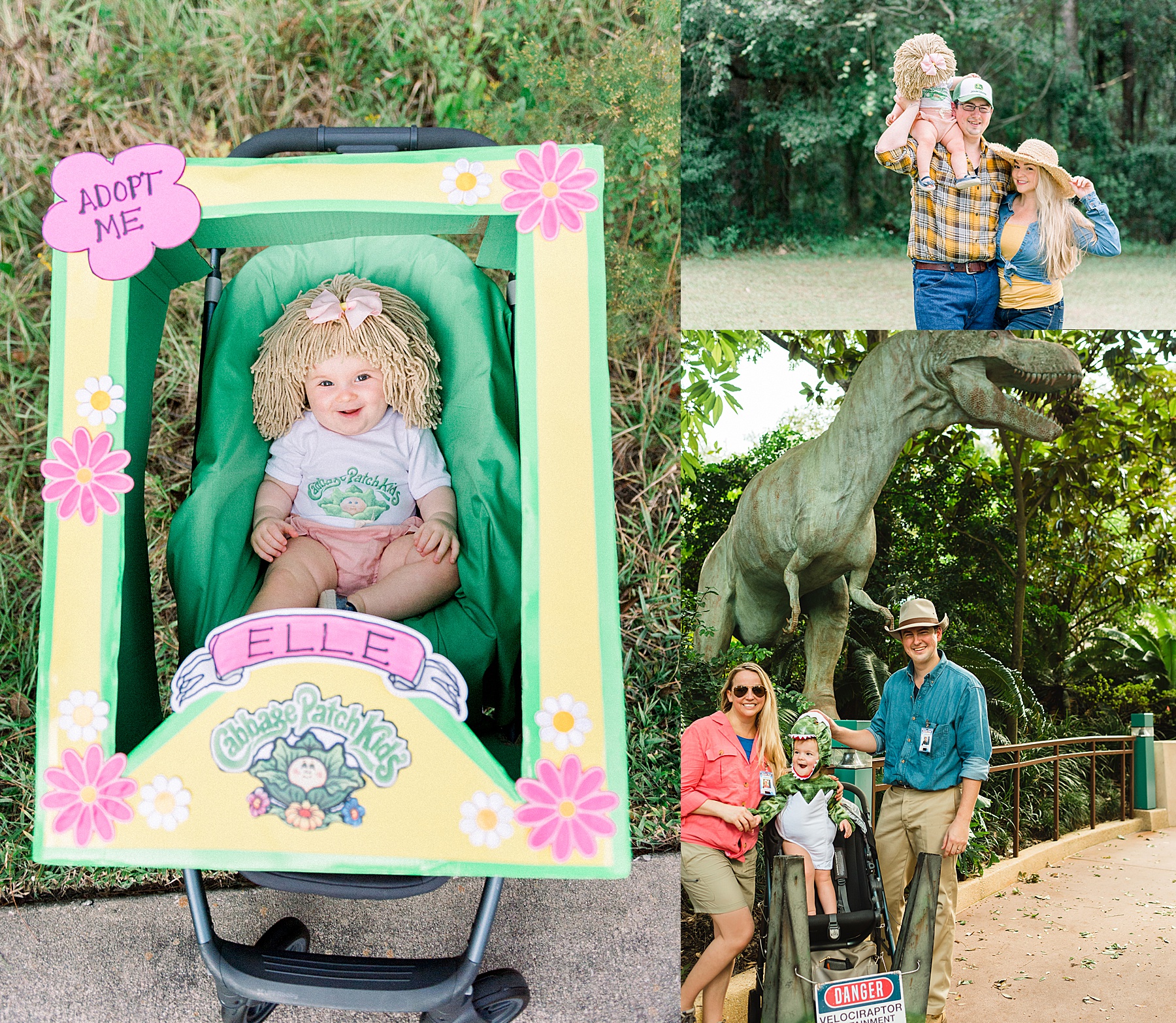 family dressed up for halloween cabbage patch kids farmers costumes