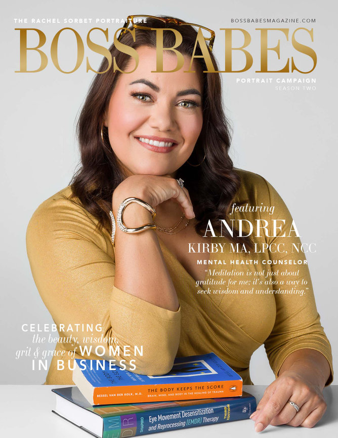 Andrea Kirby on the cover of Boss Babes Magazine