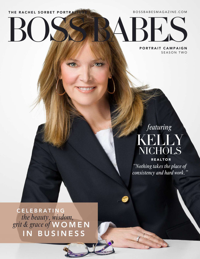 Kelly Nichols on the cover of Boss Babes Magazine