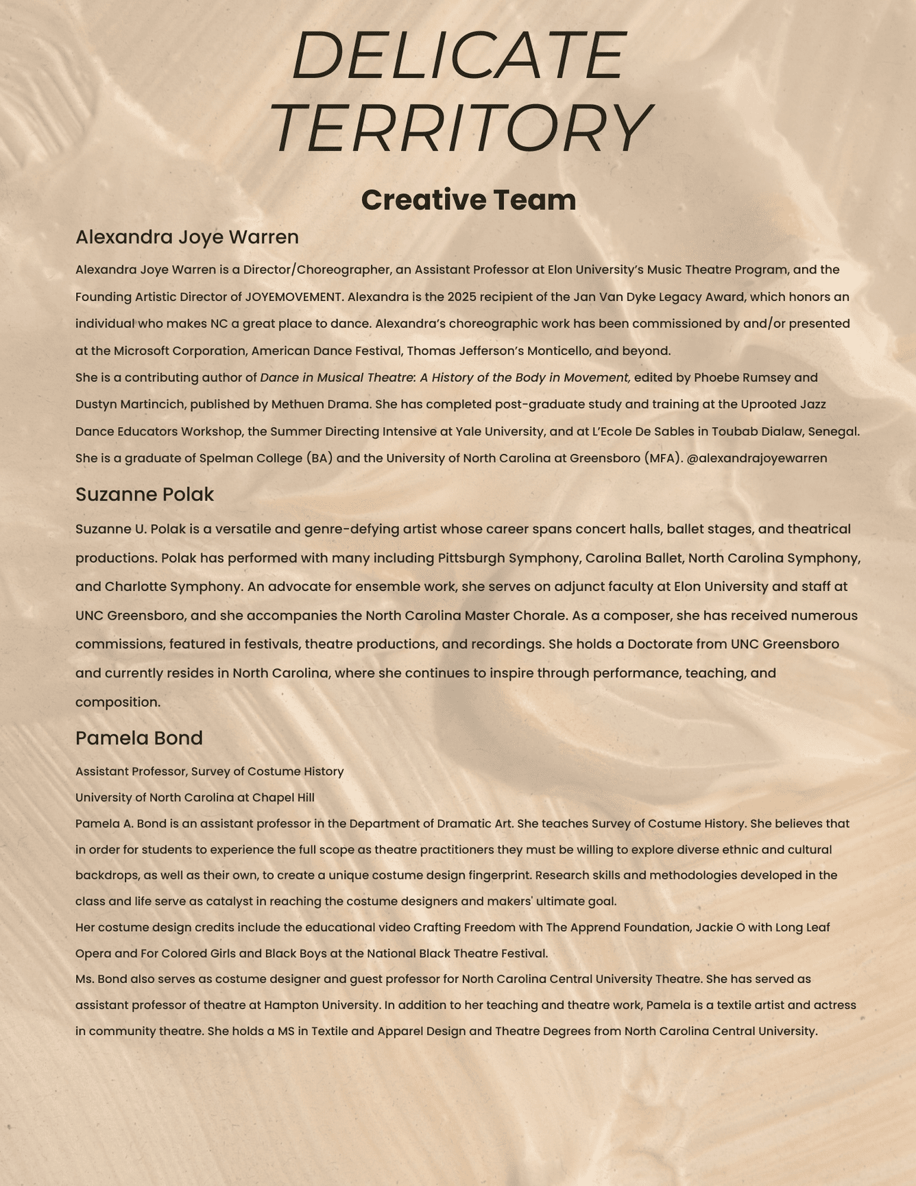 Digital Program for Delicate Territory - JOYEMOVEMENT