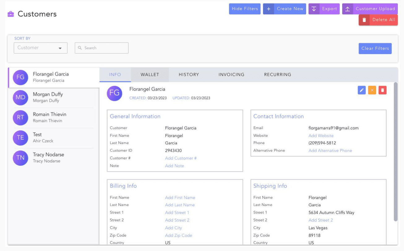 Customer Billing Interface