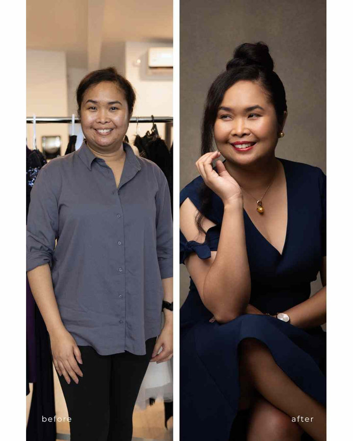 before and after photo of 40+ woman, Calgary portrait studio
