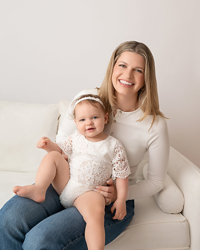 Cranbury studio family session with clean, elegant styling