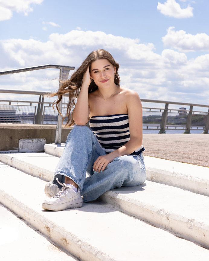 Modern high school senior portrait session photographed outdoors in an urban setting by Eye Spy Photography