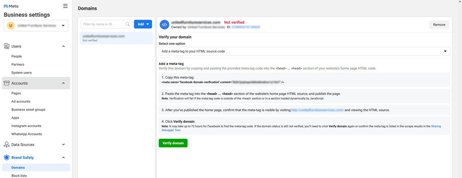 Verify My Website/Domain With Meta Business Suite - PhotoBiz Knowledge Base