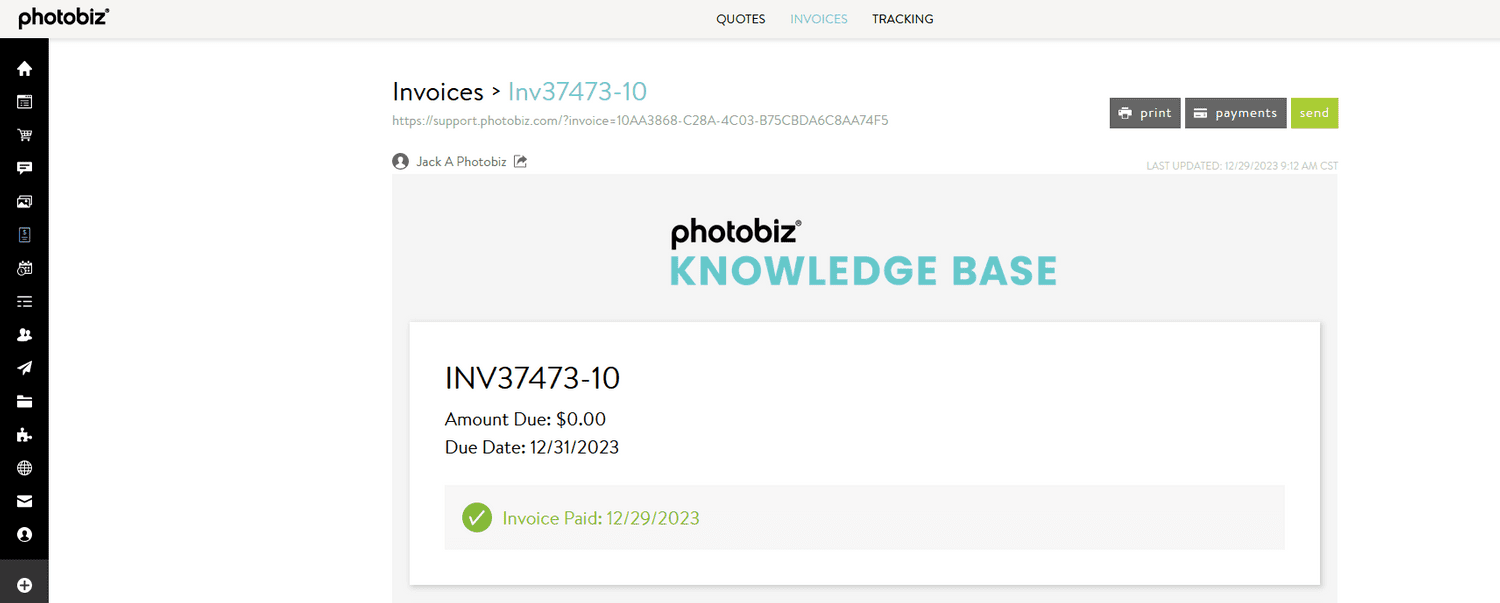 How to Add a Payment to an Invoice - PhotoBiz Knowledge Base