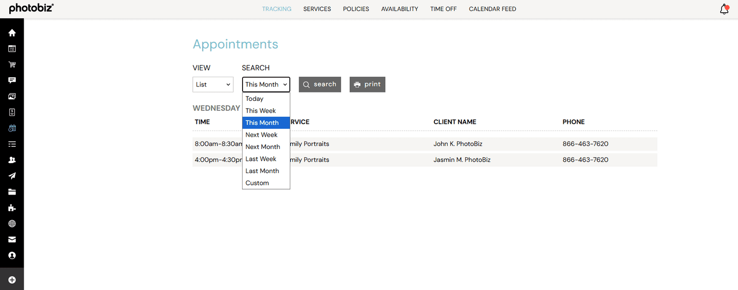 How To Print Scheduler Appointments - PhotoBiz Knowledge Base