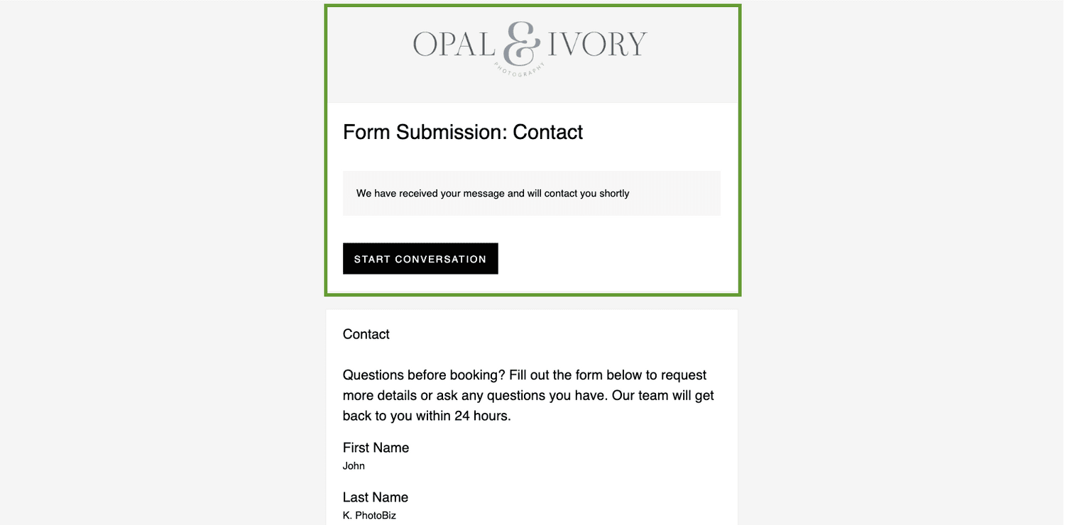 Form Submission Details Overview - PhotoBiz Knowledge Base