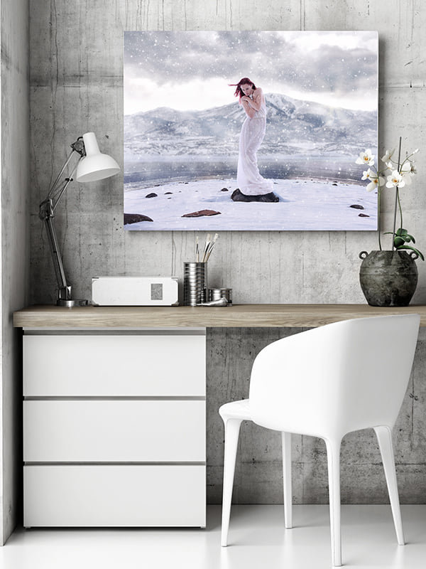 This women's fine art portrait reflects her personal story and hangs in her office.