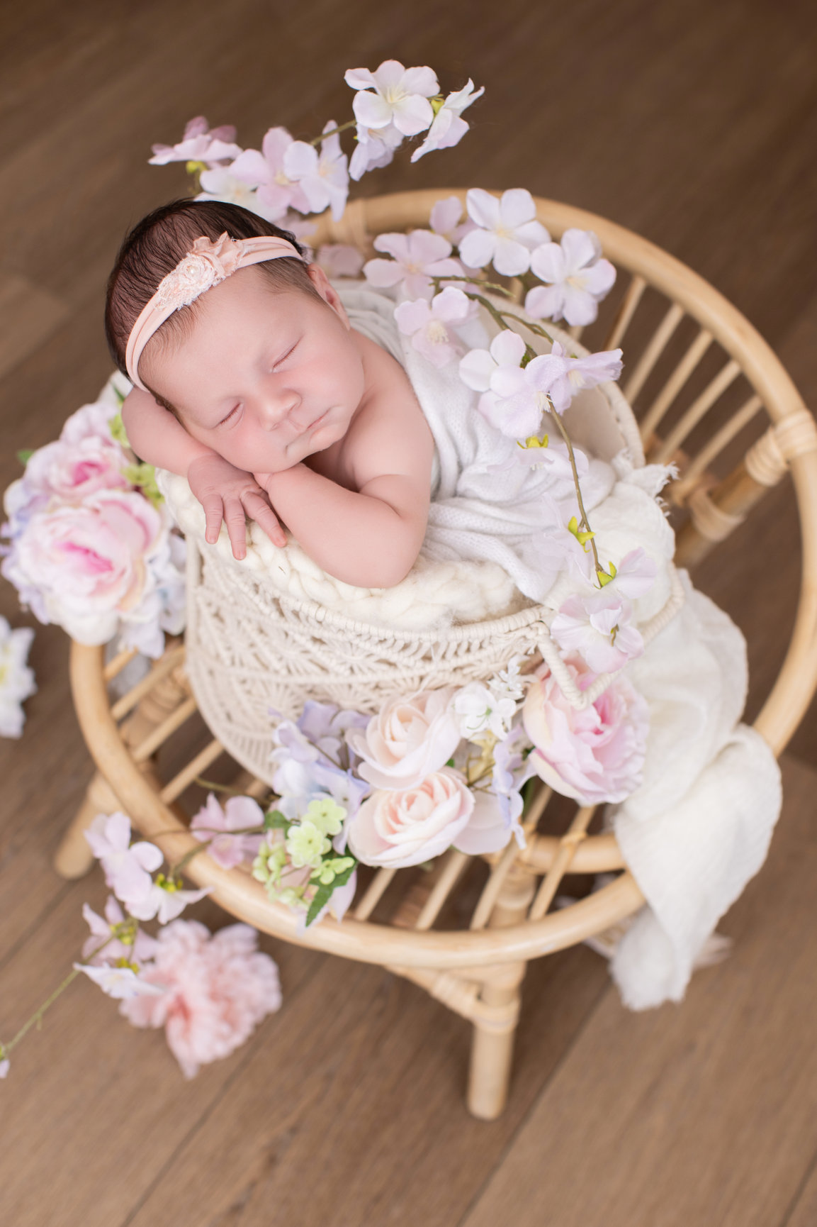 Calgary newborn photography blush pink lilac and cherry blossoms Newborn I session photo 11