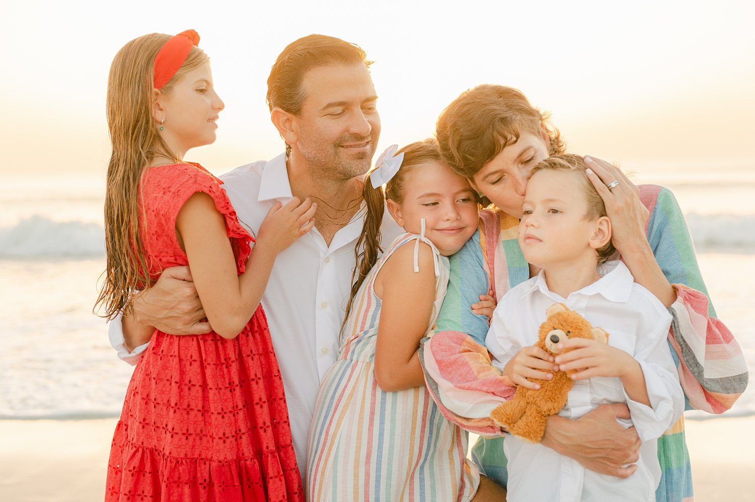 family of 5 cancer survivor portrait session, parents and 3 children