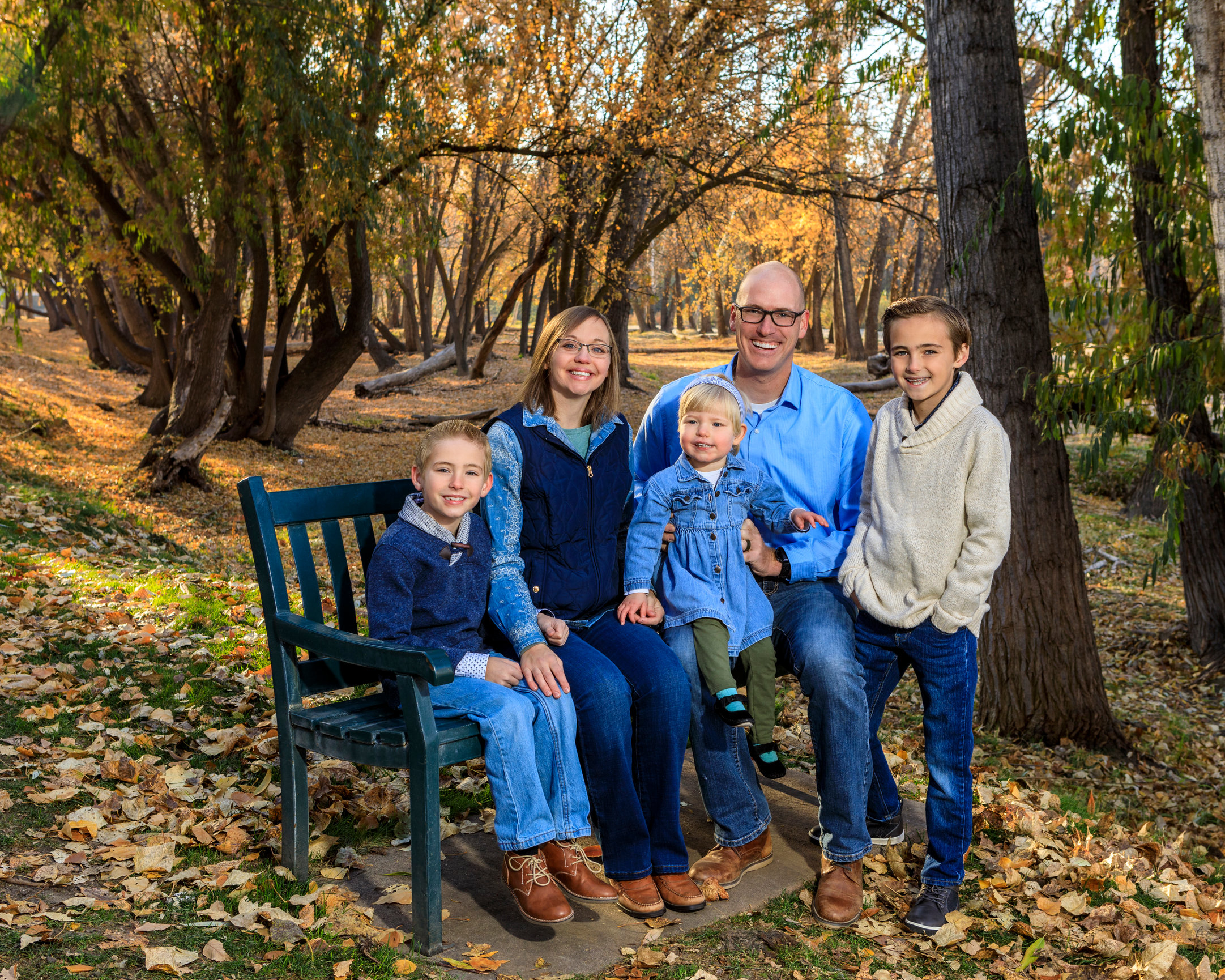 Family in wooded area near Boise River